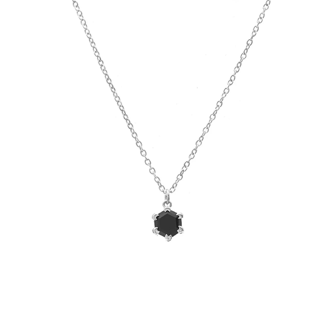 Silk & Steel Harmony Necklace Black Spinel + Silver