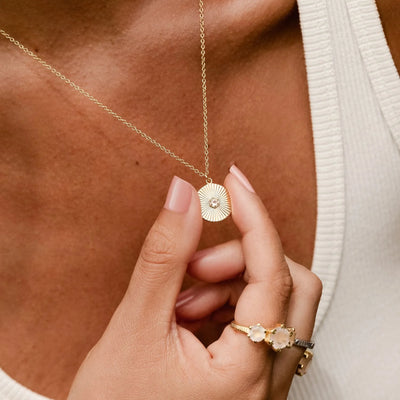 Silk & Steel Solace Necklace Rose Quartz + Gold