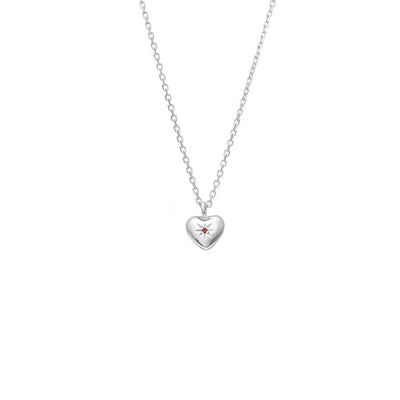 Silk & Steel | Petite Puffed Heart Necklace | Ruby + STG