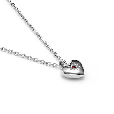 Silk & Steel | Petite Puffed Heart Necklace | Ruby + STG