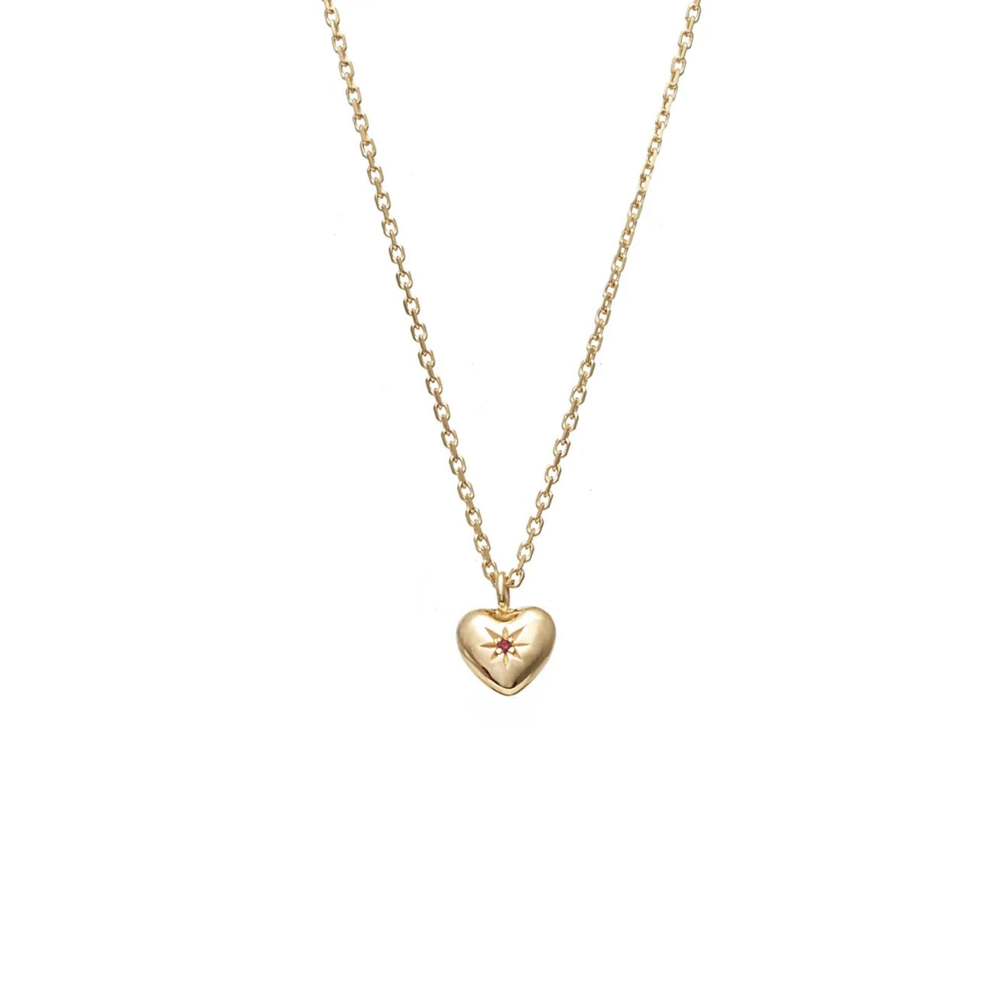 Silk & Steel | Petite Puffed Heart Necklace | Ruby + YGP