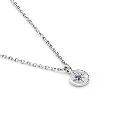 Silk & Steel | Petite North Star Necklace | Sapphire + STG