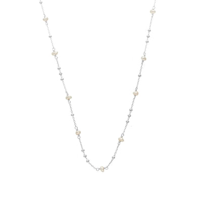 Silk & Steel Dotty FW Pearl Rhodium Plated Necklace