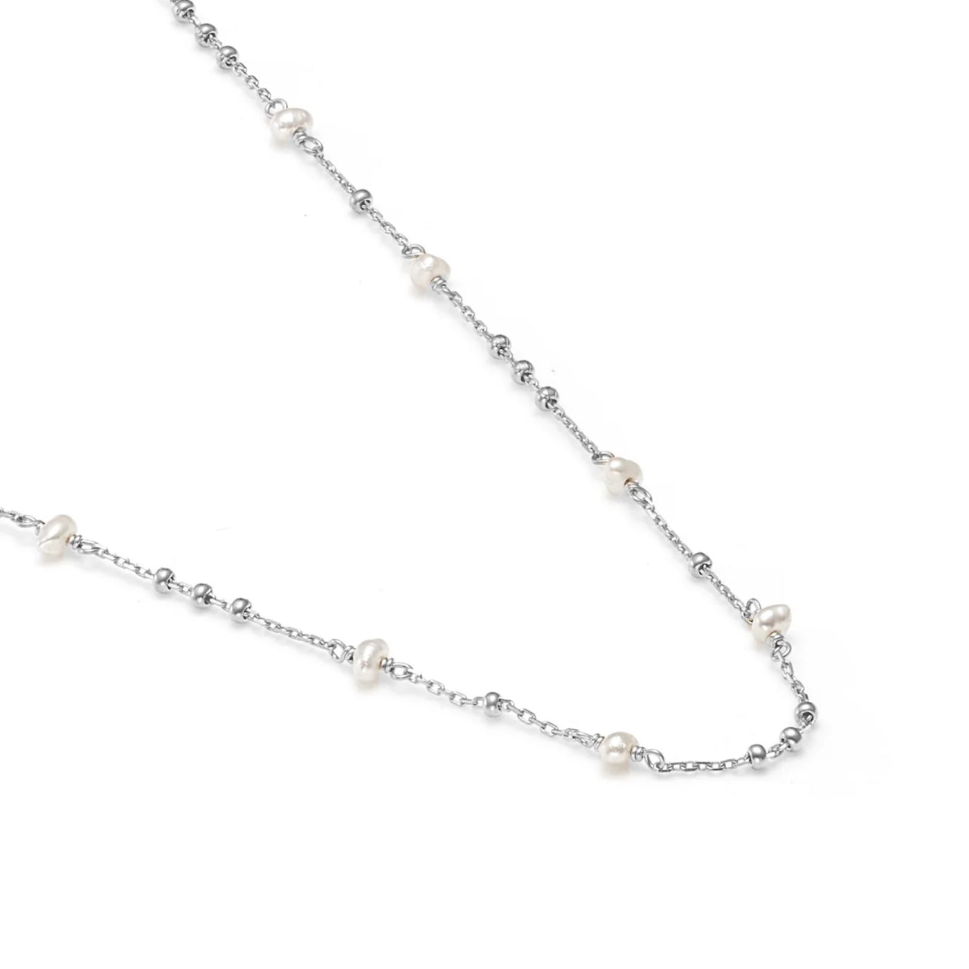 Silk & Steel Dotty FW Pearl Rhodium Plated Necklace
