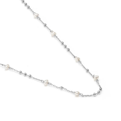 Silk & Steel Dotty FW Pearl Rhodium Plated Necklace