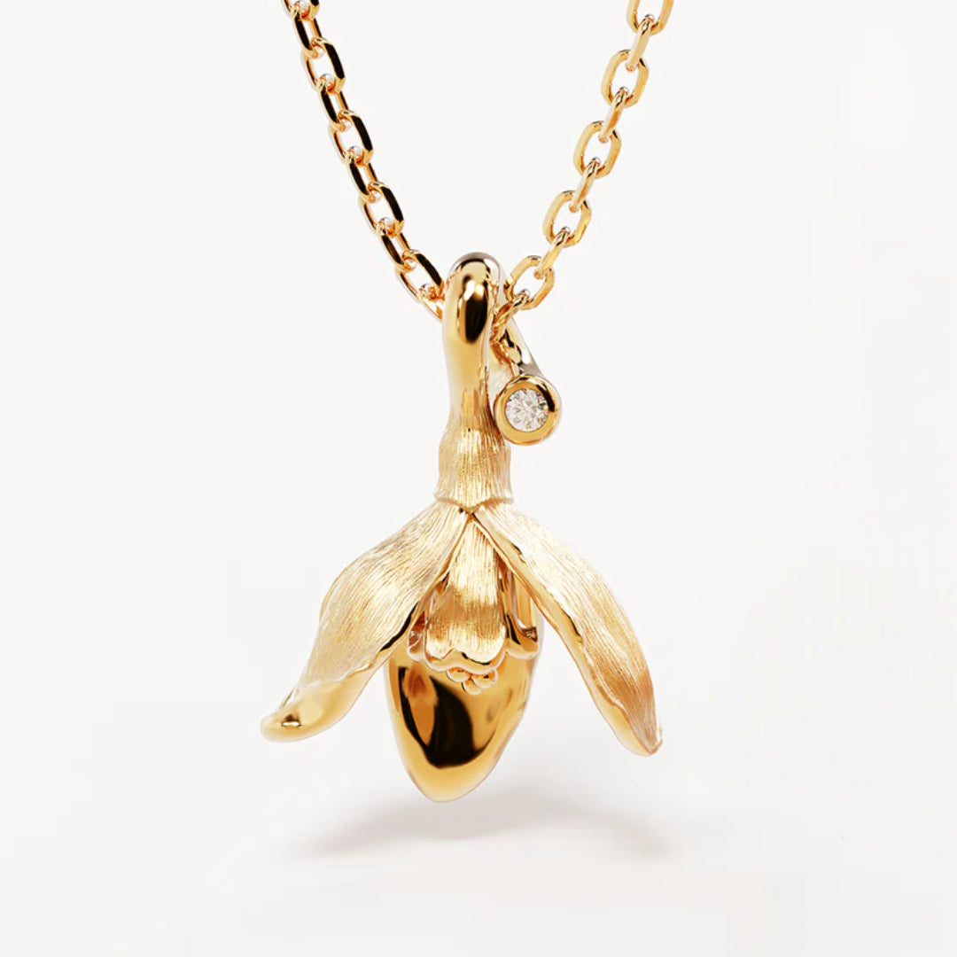 By Charlotte Snowdrop January Birth Flower Necklace | 18K Vermeil