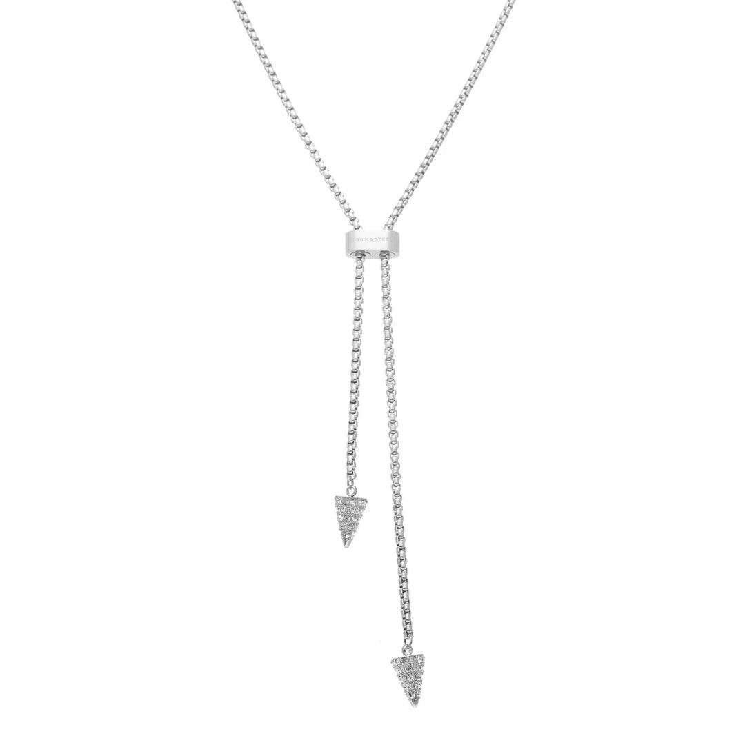 Silk & Steel Voltage Lariat CZ + Silver