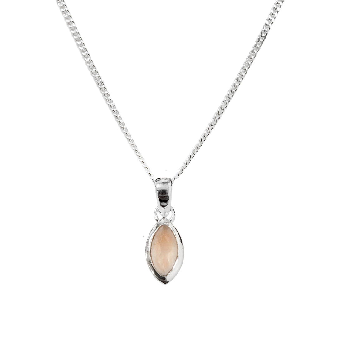 Rose Quartz Marquise Pendant | Silver