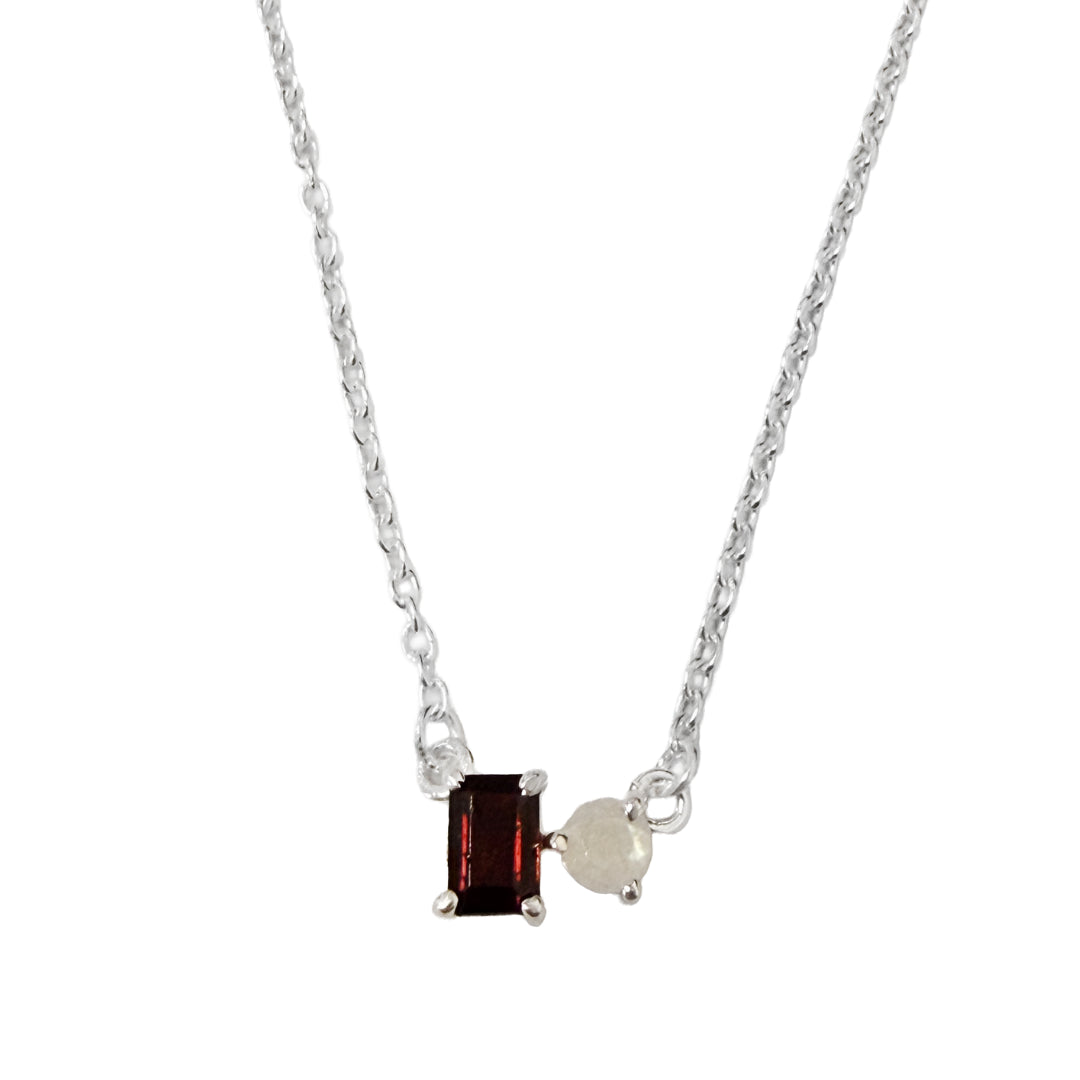 Toi e Moi Pendant | Garnet & Moonstone