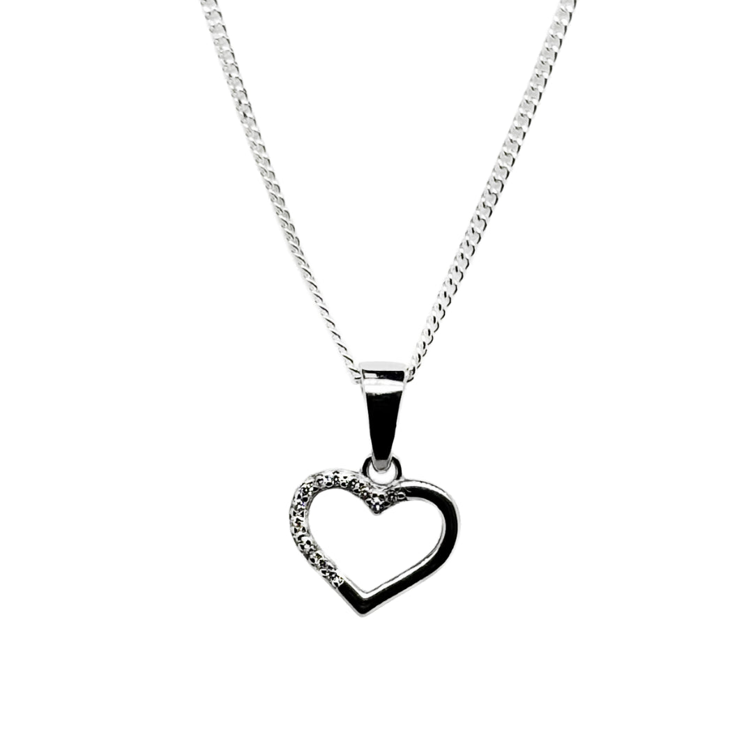 Wide Open Heart Sterling Silver CZ Pendant