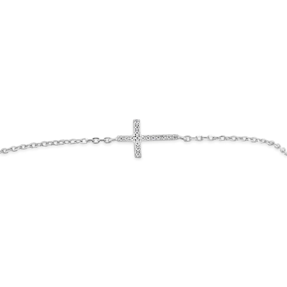 Grace 'Faith' Cross Bracelet | Silver CZ RH