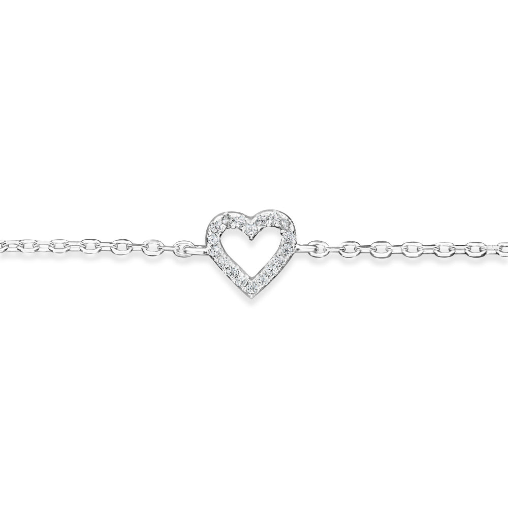 Grace 'Love' Micro Heart Bracelet | Silver CZ RH