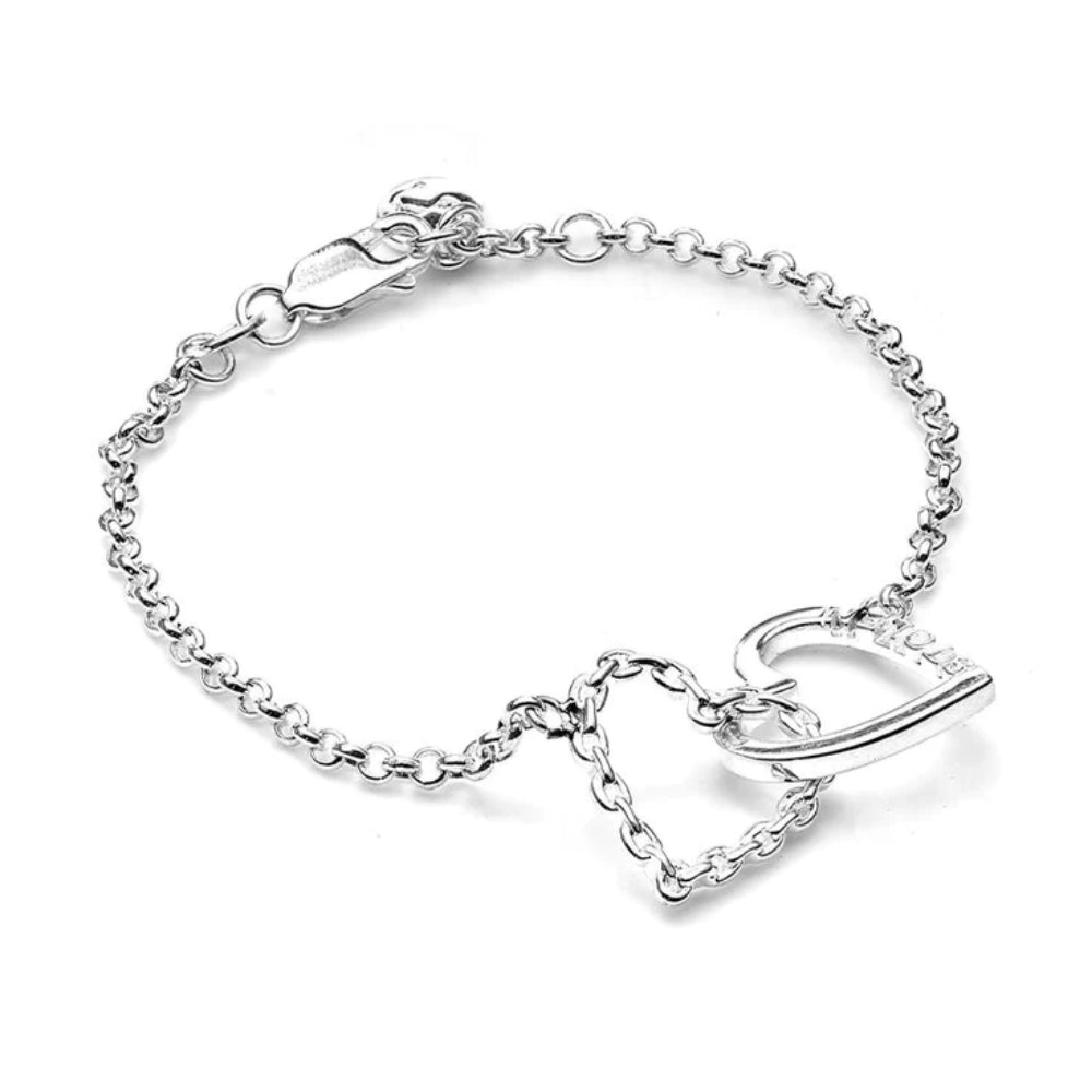 SGC Linked Heart Stg Silver Bracelet