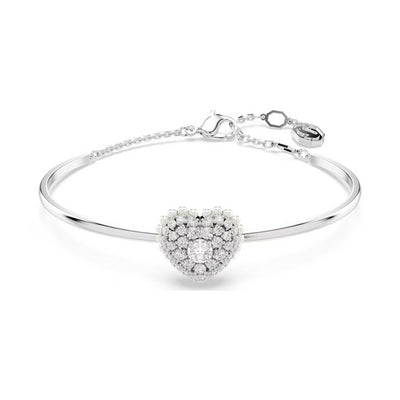 Swarovski Hyperbola Heart Bangle | Rhodium Plated