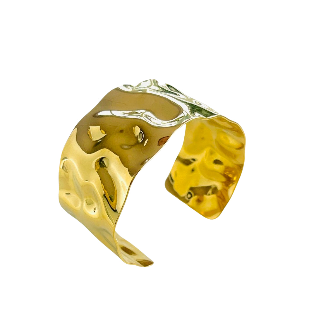 Lindi Kingi Beaten Cuff | Gold Plated Stainless Steel