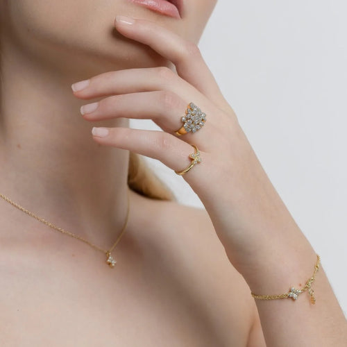 Silk+Steel | Flora | Bracelet | Clear + Gold