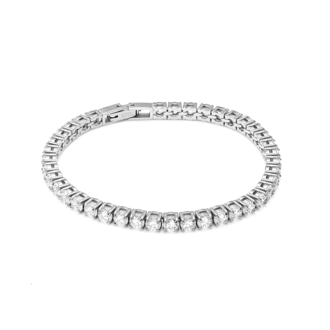 Silk & Steel Tennis Bracelet CZ + Silver