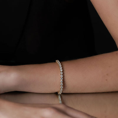 Silk & Steel Tennis Bracelet CZ + Gold Plated