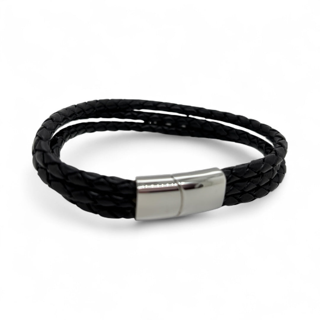 Revolution Three Rope Black Leather Bracelet