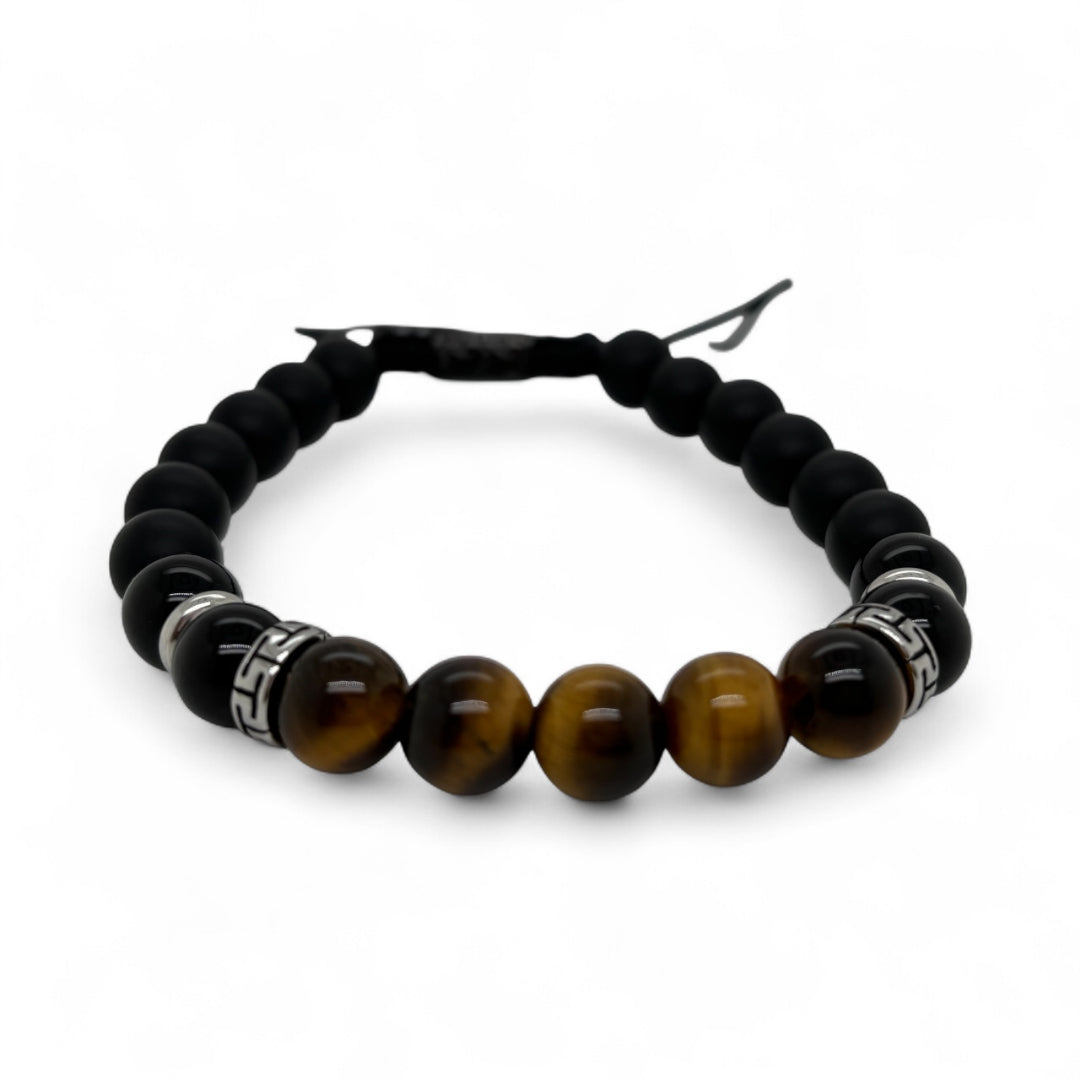 Revolution Tiger's Eye and Onyx Bead Ajustable Bracelet