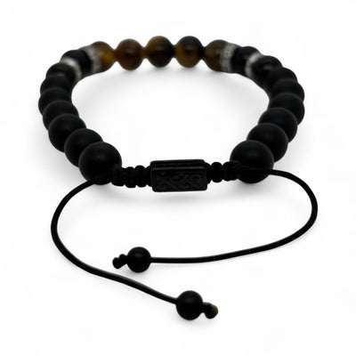 Revolution Tiger's Eye and Onyx Bead Ajustable Bracelet