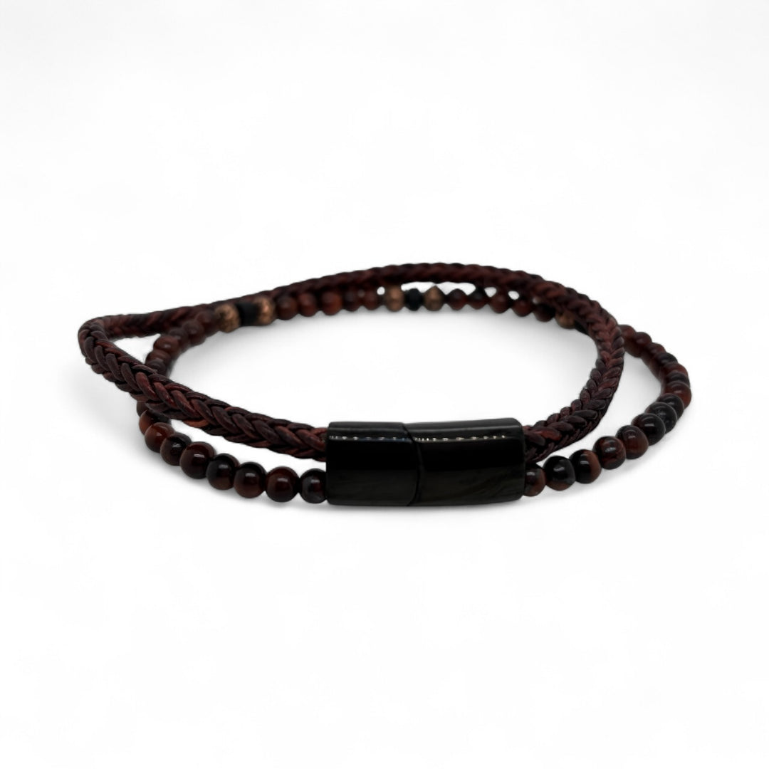 Revolution Red Leather & Bead Bracelet