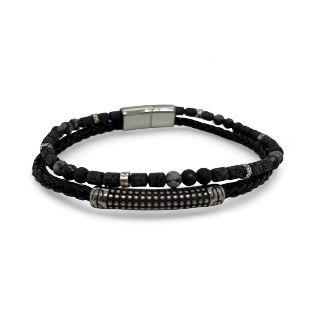 Revolution Leather, Steel & Bead Bracelet