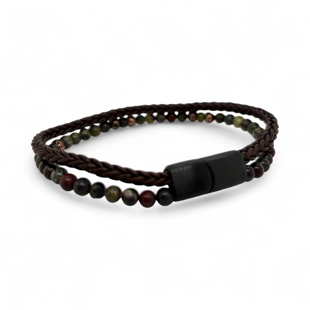 Revolution Leather, Bead & Steel Bracelet