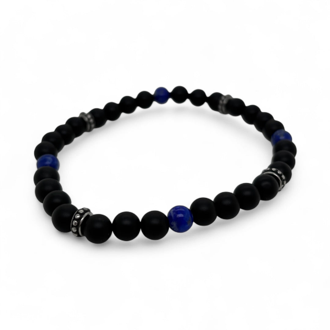 Revolution Onyx & Lapis Stretch Bead Bracelet