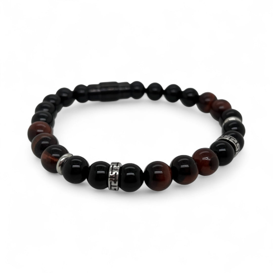 Onyx & Red Tiger's Eye Bracelet