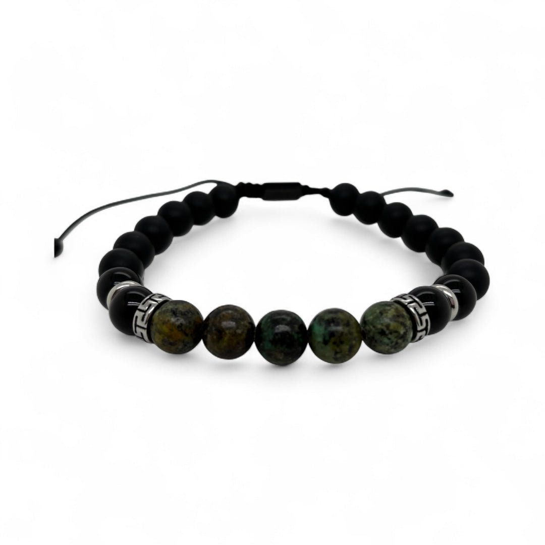 Revolution Green Jasper & Onyx Adjustable Bead Bracelet