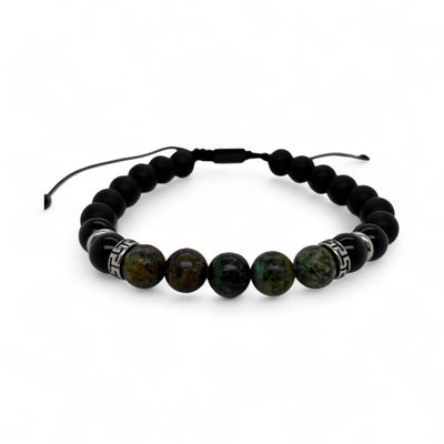 Revolution Green Jasper & Onyx Adjustable Bead Bracelet