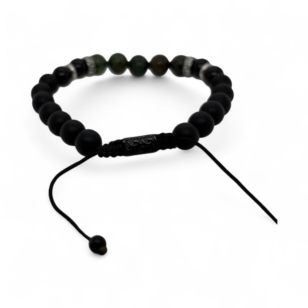 Revolution Green Jasper & Onyx Adjustable Bead Bracelet