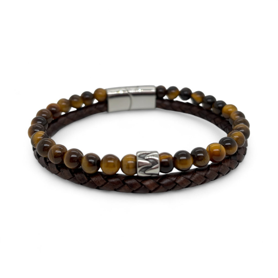 Revolution Brown Leather & Tiger's Eye Bracelet