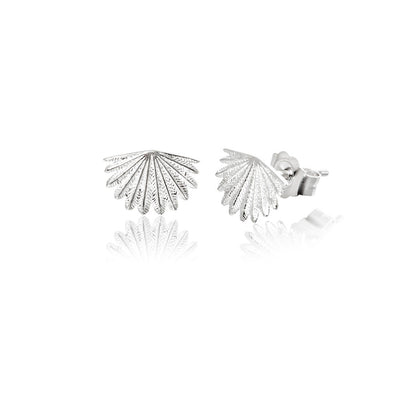 Boh Runga Mini Fan Tail Stud Earrings | Silver