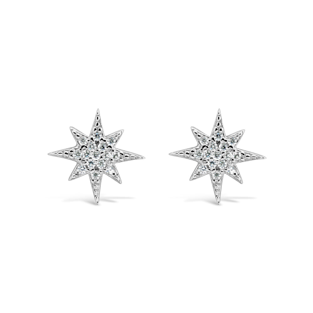 Grace 'Brilliance' Star Stud Earrings | Silver CZ RH