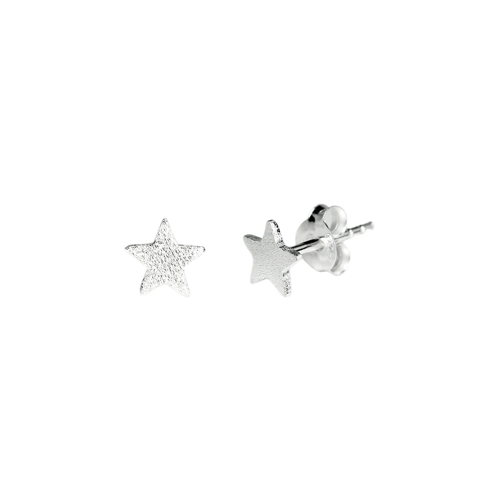 Charlie & Rose Petite Star Earrings | Matt Silver