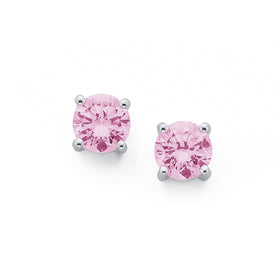 Charlie & Rose Silver Stud Earrings | Silver RH | Pink CZ