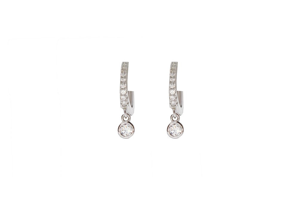 Grace 'Stability' Mini Hoop Drop Earrings | Silver CZ RH