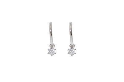 Grace 'Positivity' Solitaire Hoop Earrings | Silver CZ RH