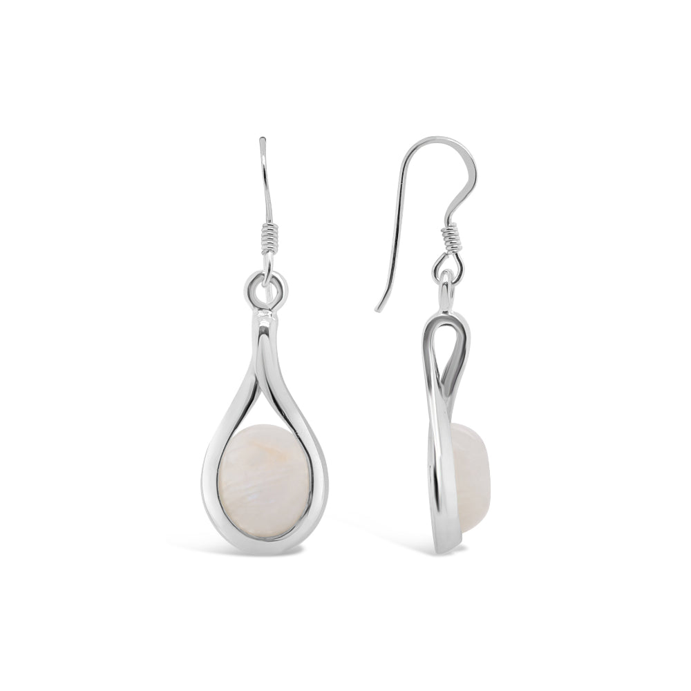 Luna 'Autonoe' Drop Hook Earrings | Sterling | Moonstone