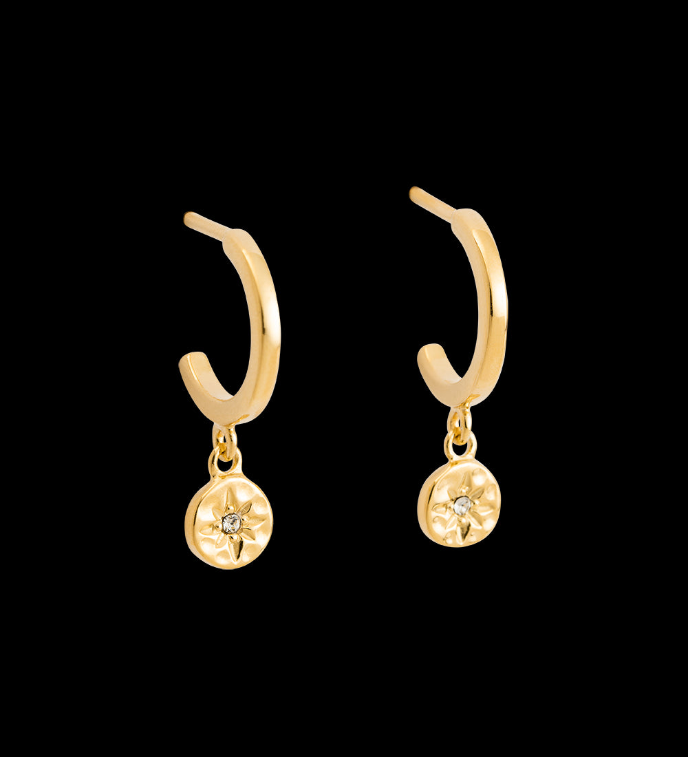 Kirstin Ash Star Coin Hoops in Gold Vermeil