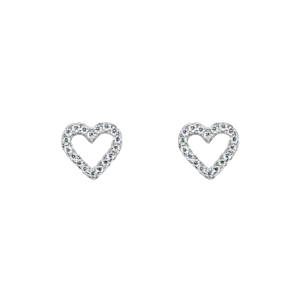 Grace 'Love' Micro Heart Stud Earrings | Silver CZ RH