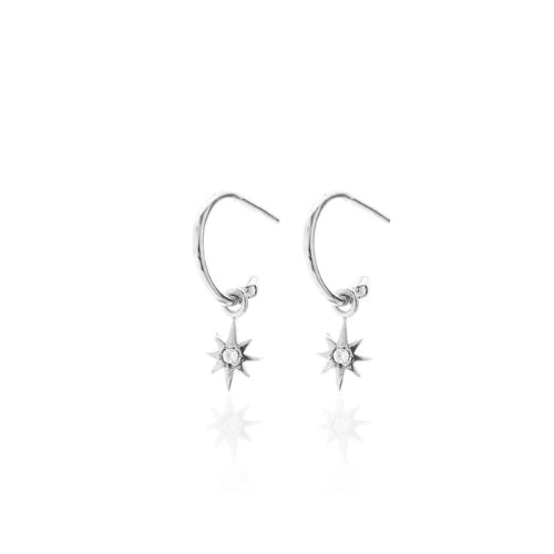 Silk + Steel | Silver | Star Hoop | White Topaz | Earrings