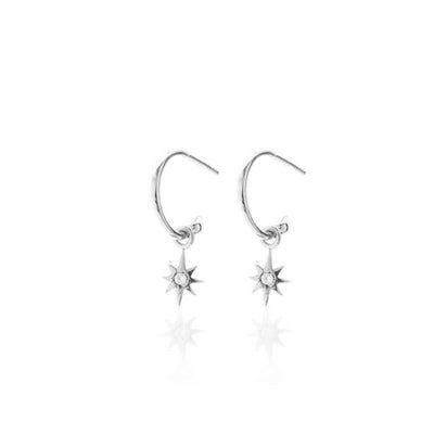 Silk + Steel | Silver | Star Hoop | White Topaz | Earrings