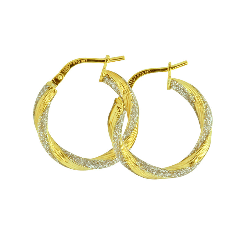 9k Yellow Gold Silver Bonded with Glitter Earrings