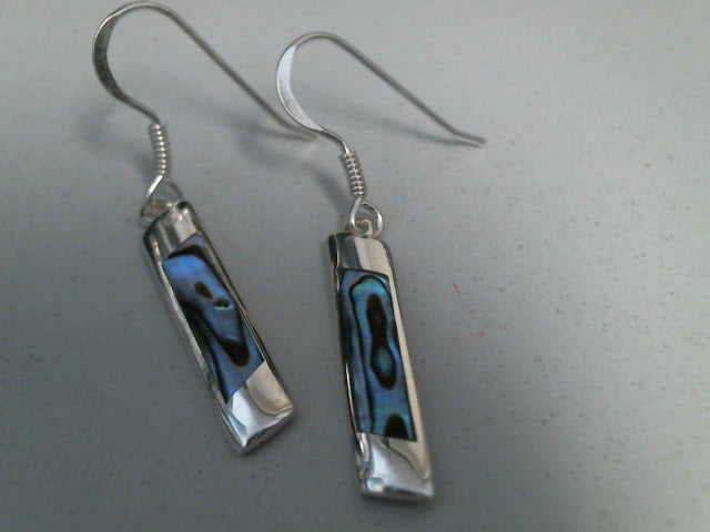 Rei 'Straight Line' Stg Paua Hook Earrings