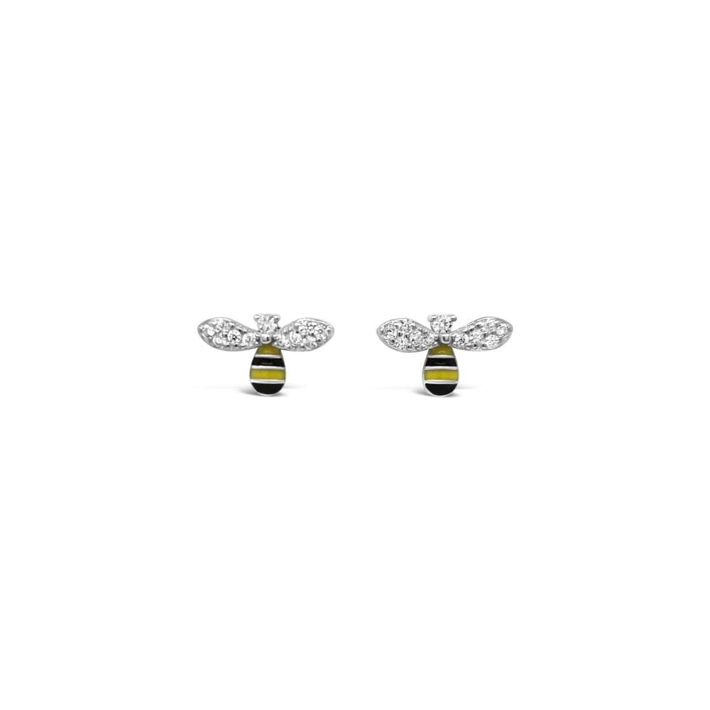 Charlie & Rose "Buzzy Bee" Stud Earrings | Silver | Enamel