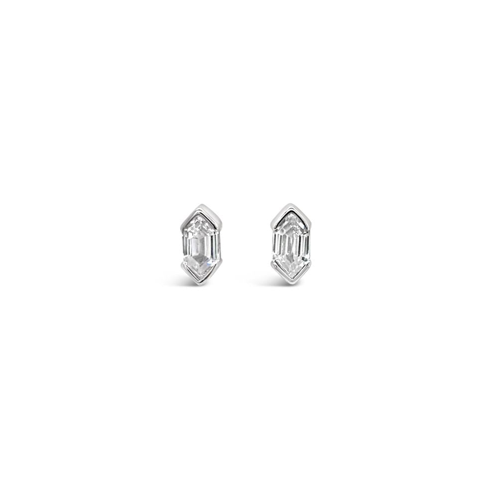 Grace 'Light' Octagonal Stud Earrings | Silver CZ RH