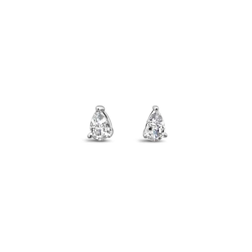 Grace 'Simplicity' 3x5mm Pear Stud Earrings | Silver CZ RH